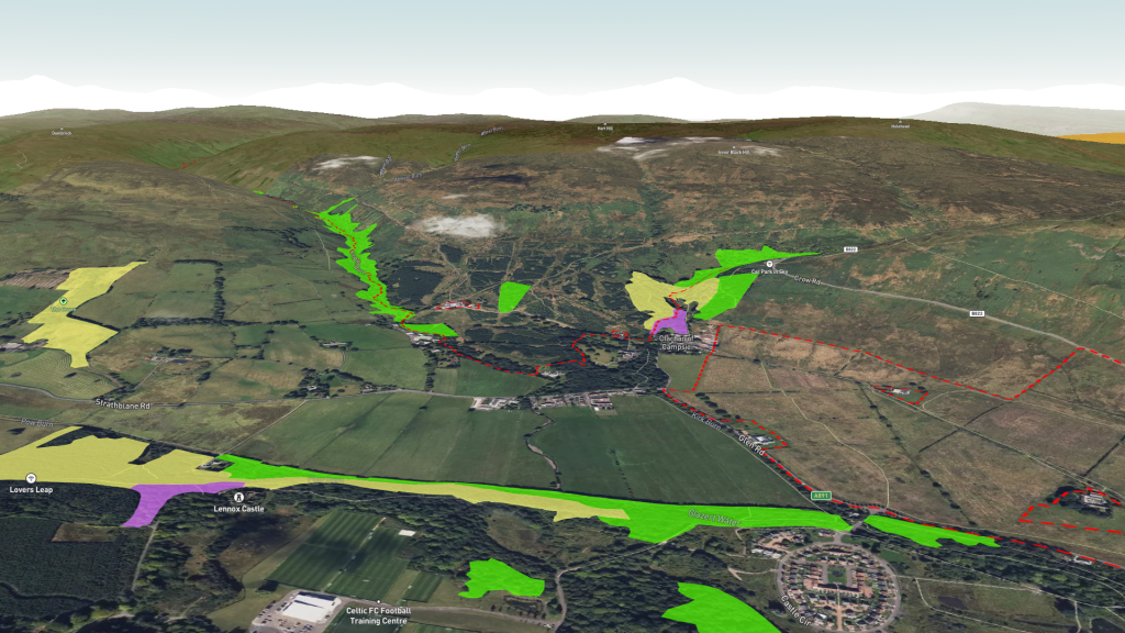 Native Woodland Survey of Scotland on 3D aerial map