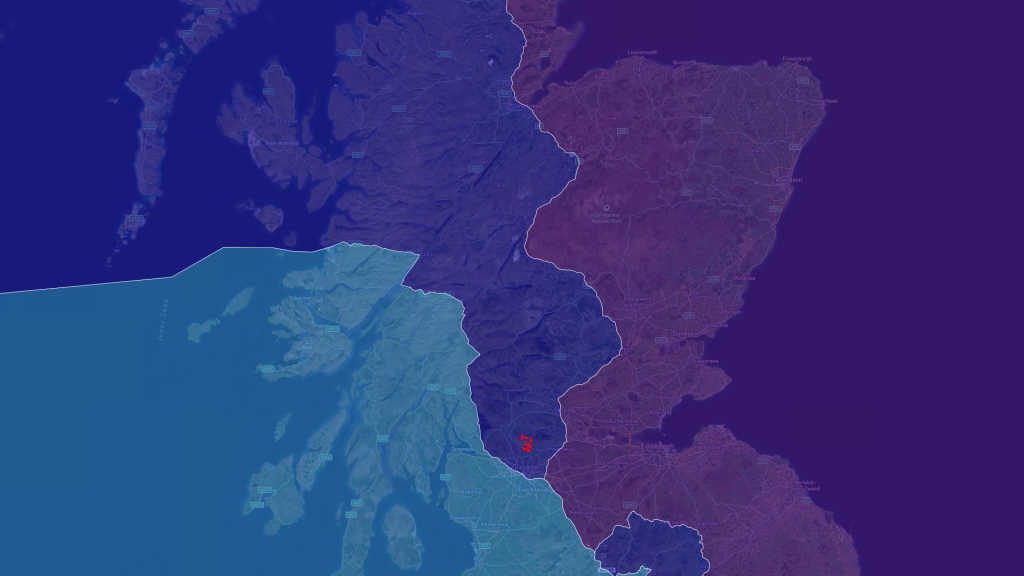 Phytophthora Ramorum Risk Zones GB on aerial map