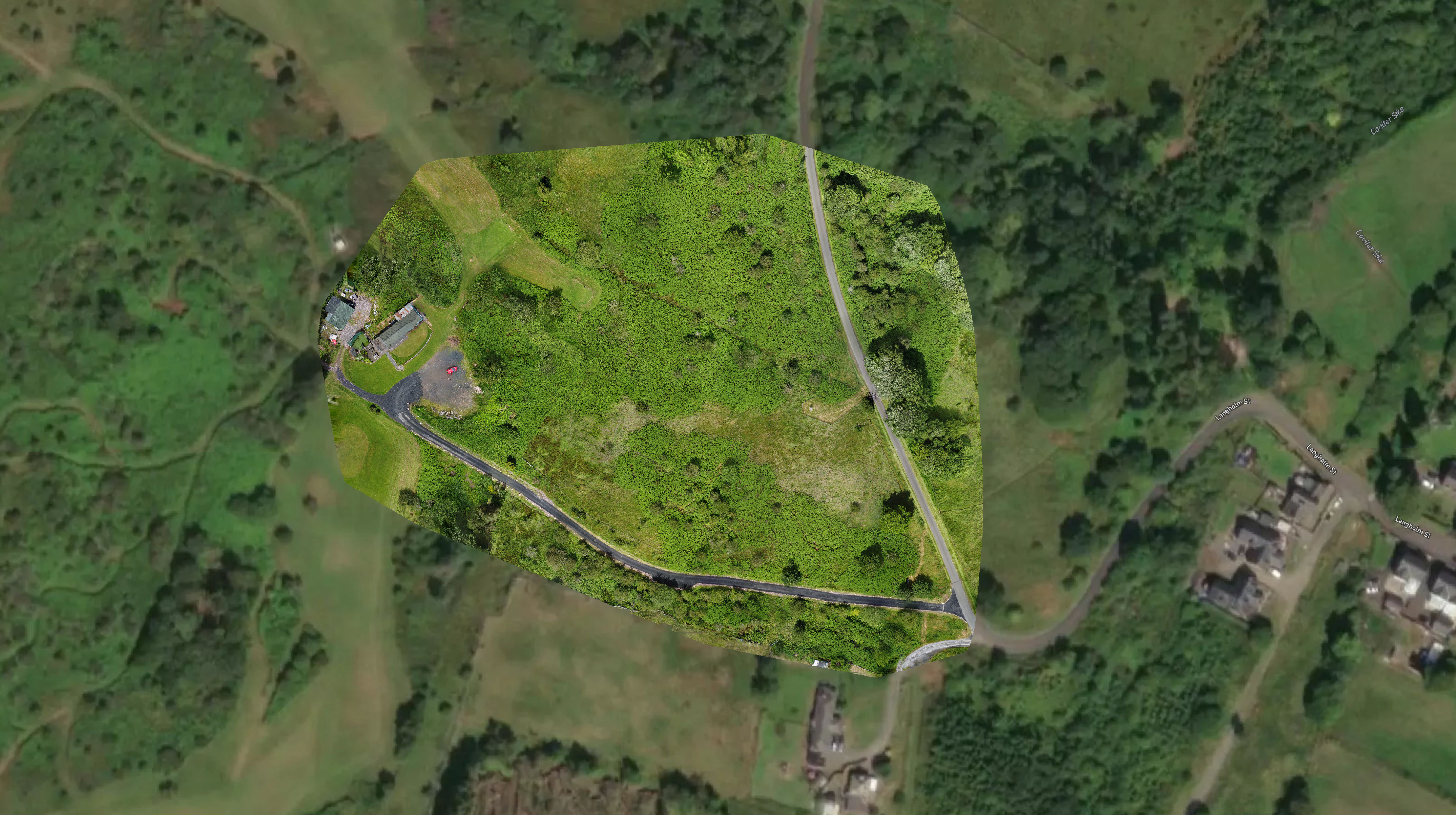 Drone image taken by Rethink Carbon of the proposed NDCT Community Garden area