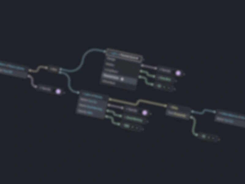 Automated workflow on a dark background, blurred